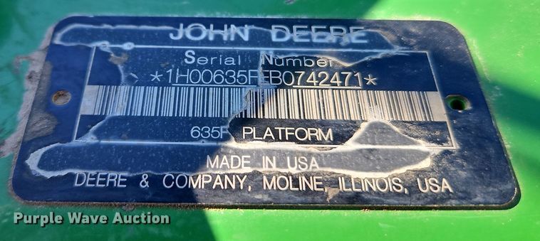 image for item LB9628 2011 John Deere 635F  flex head