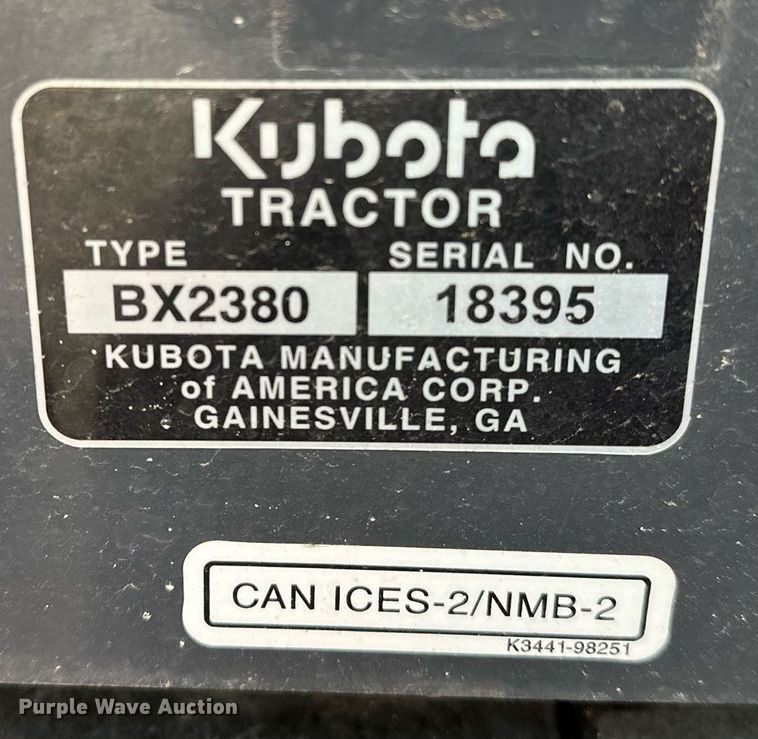 image for item LK9626 Kubota BX2380  MFWD tractor