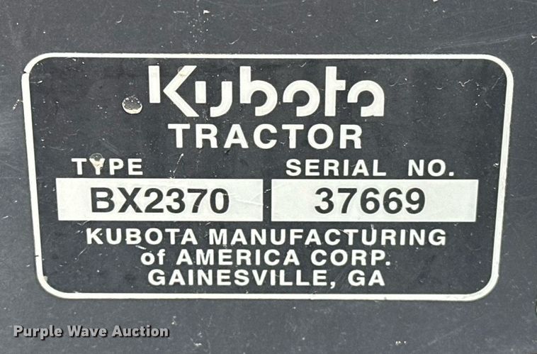 image for item LK9627 Kubota BX2370  MFWD tractor