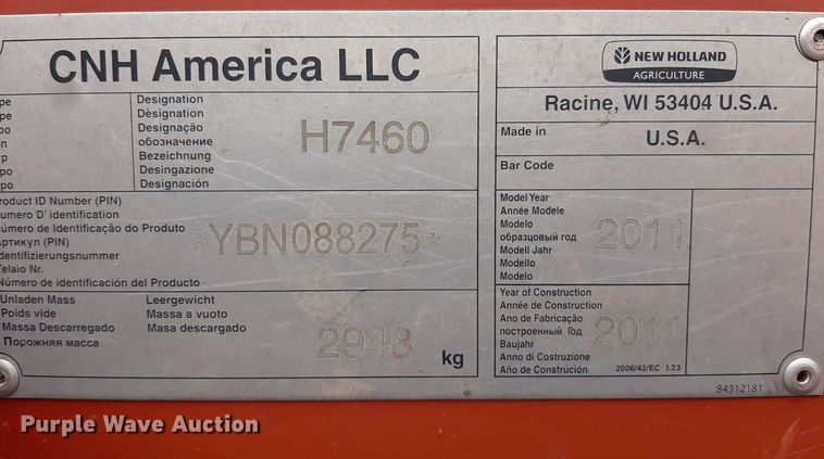 image for item LX9892 2011 New Holland H7460  windrower
