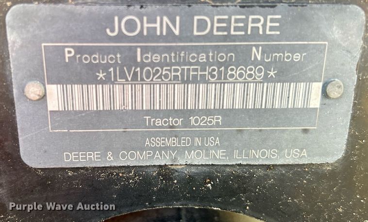 image for item MH9968 2015 John Deere 1025R  MFWD tractor