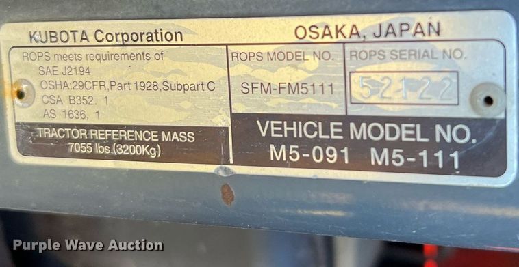 image for item MH9969 2020 Kubota M5-111HD  MFWD tractor