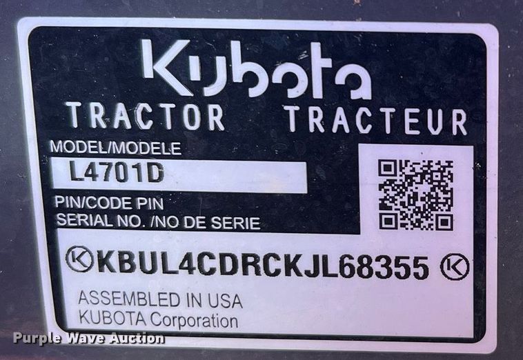 image for item MH9974 2020 Kubota L4701DT  MFWD tractor