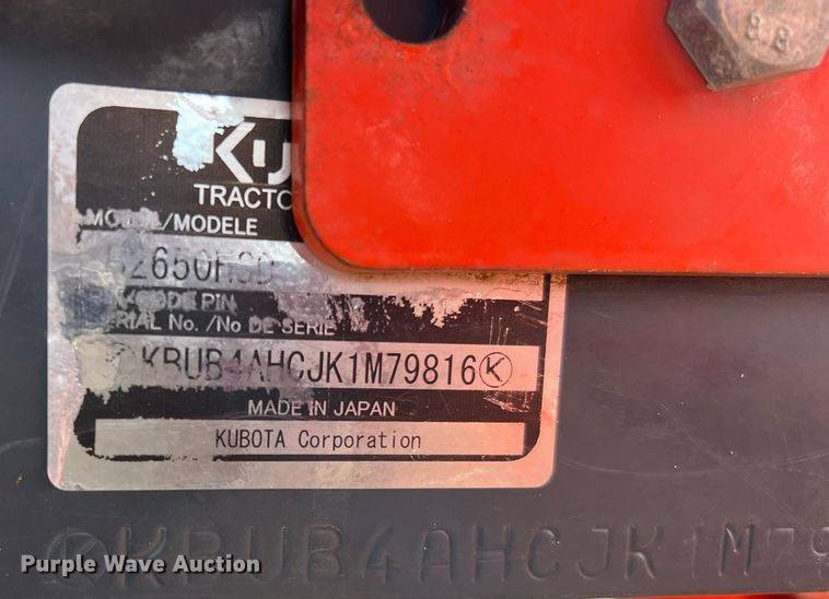 image for item MH9977 2020 Kubota B2650HSD-C  MFWD tractor