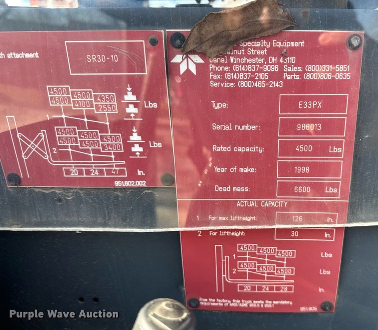 image for item NL9308 1998 Piggy back E33PX  forklift