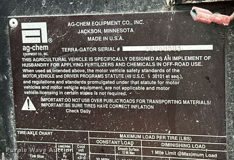 image for item NO9389 Ag-Chem TerraGator 8401  spreader