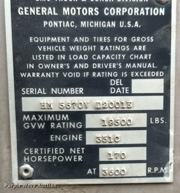 image for item NS9019 1966 GMC 5500  grain truck