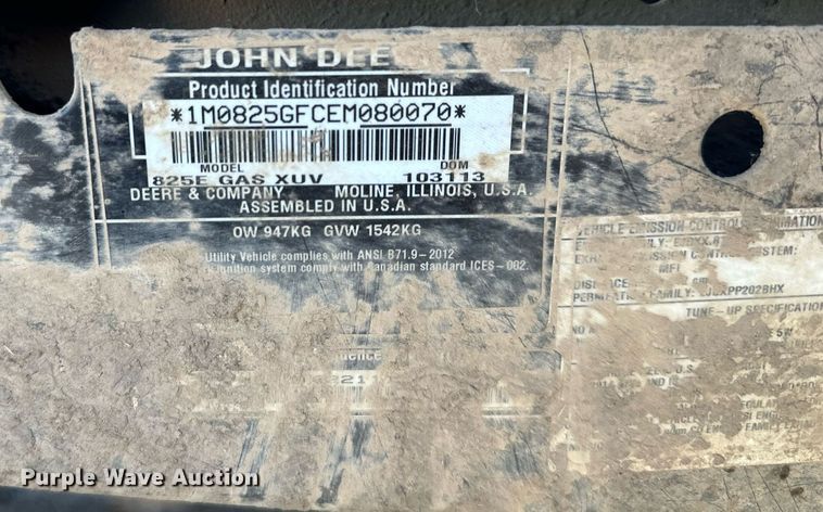 image for item OF9161 2014 John Deere Gator 825i S4  utility vehicle