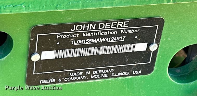 image for item OK9120 2021 John Deere 6155M MFWD tractor