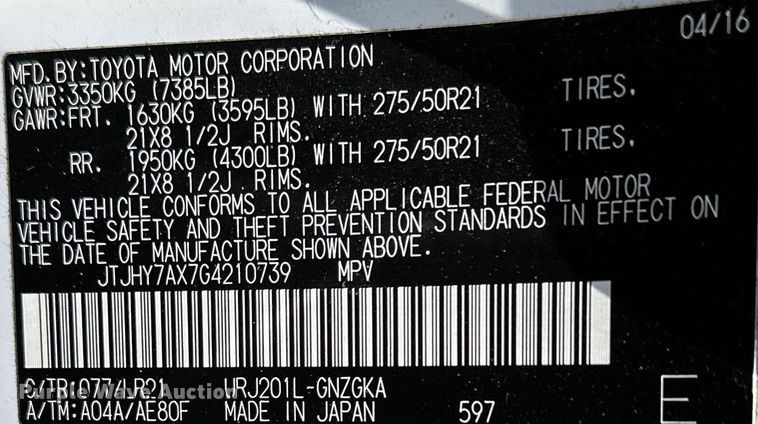 image for item DJ6186 2016 Lexus LX 570  SUV