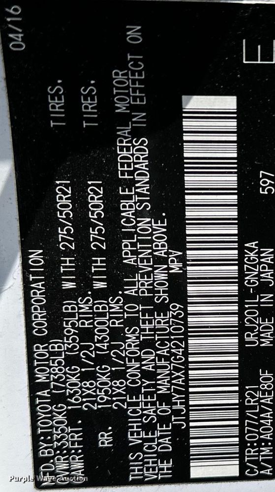 image for item DJ6186 2016 Lexus LX 570  SUV