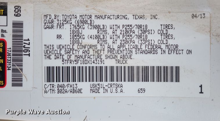 image for item DK4180 2013 Toyota Tundra  Double Cab pickup truck