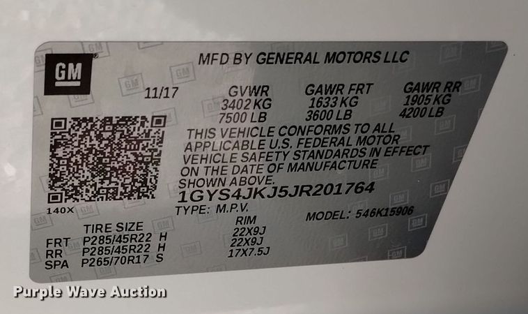 image for item DK8912 2018 Cadillac Escalade ESV Premium  SUV