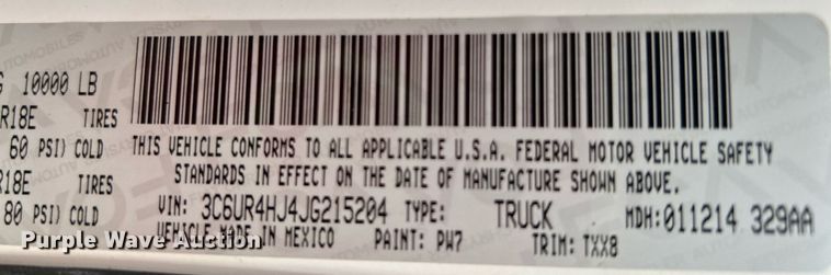 image for item DN0485 2018 Dodge Ram 2500HD  Crew Cab pickup truck