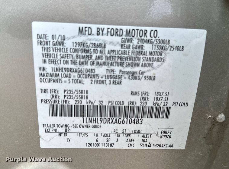 image for item DN0486 2010 Lincoln MKS