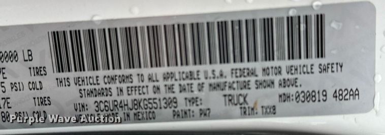 image for item DN0491 2019 Dodge Ram 2500HD  Crew Cab pickup truck