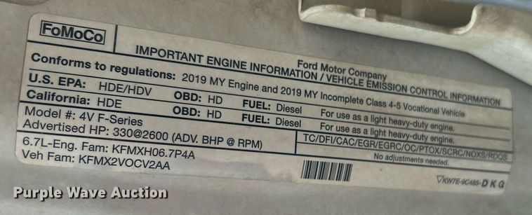 image for item DN0492 2019 Ford F550 XL  SuperCab flatbed truck