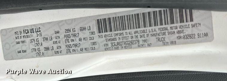 image for item DN0494 2016 Dodge Ram 1500  pickup truck