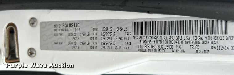 image for item DN0500 2018 Dodge Ram 1500  pickup truck