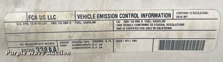 image for item DN0502 2018 Dodge Ram 1500  pickup truck