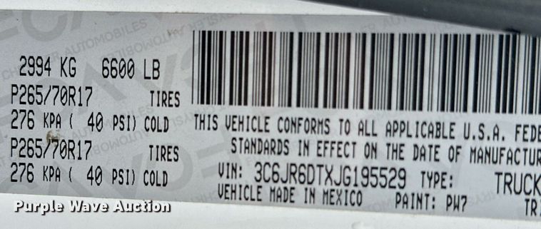 image for item DN0502 2018 Dodge Ram 1500  pickup truck