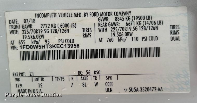 image for item DN0567 2019 Ford F550  Crew Cab flatbed truck