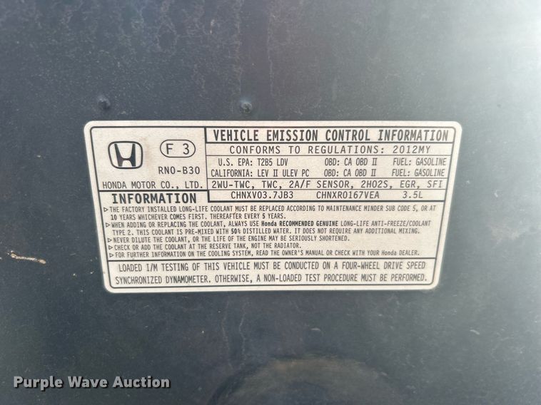 image for item DN0578 2012 Honda Pilot  SUV