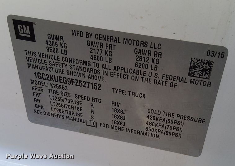 image for item DP3344 2015 Chevrolet Silverado 2500HD  Double Cab pickup truck