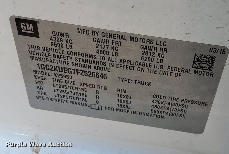 image for item DP3345 2015 Chevrolet Silverado 2500HD  Double Cab pickup truck