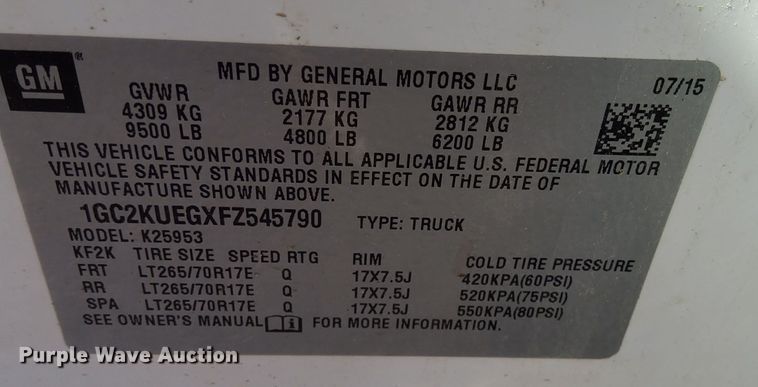 image for item DP3346 2015 Chevrolet Silverado 2500HD  Double Cab pickup truck