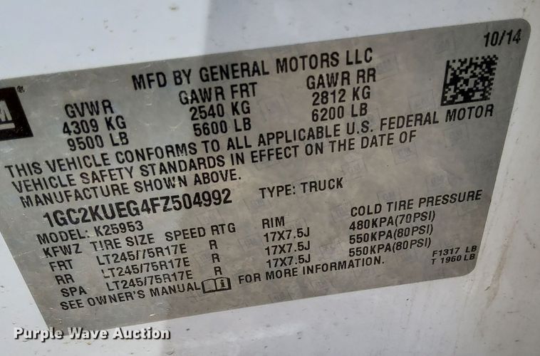 image for item DP3355 2015 Chevrolet Silverado 2500HD  Double Cab pickup truck