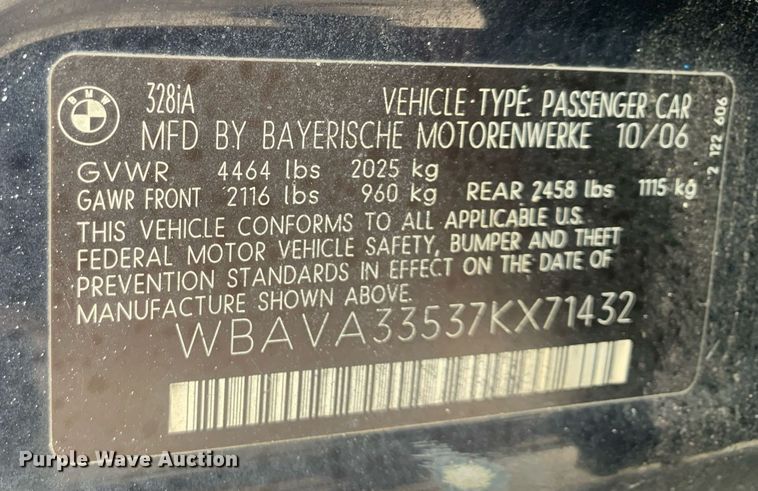 image for item DP8757 2007 BMW 328i