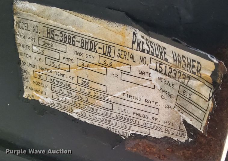 image for item DP8762 2018 Mi-T-M HS-3006-0MDK-UR  hot pressure washer trailer