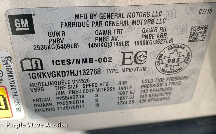 image for item DP8773 2017 Chevrolet Traverse  SUV