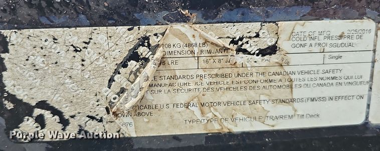 image for item DQ8493 2016 Load Trail TD8122073  equipment trailer