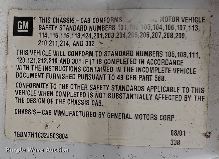 image for item DR5912 2002 Chevrolet C7500  propane delivery truck