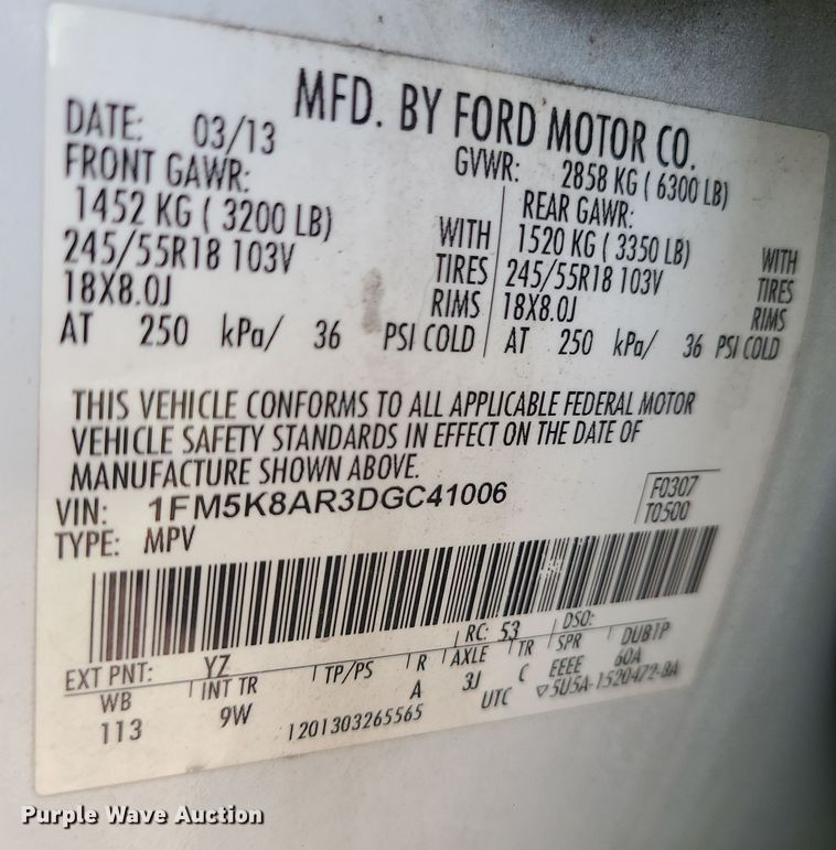 image for item DR7805 2013 Ford Explorer Police Interceptor  SUV