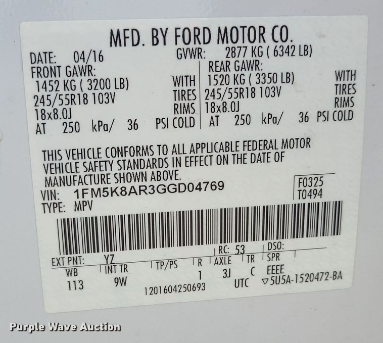 image for item DR7806 2016 Ford Explorer Police Interceptor  SUV