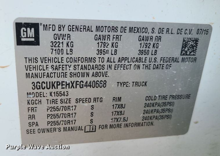 image for item DR7812 2015 Chevrolet Silverado 1500  Crew Cab pickup truck