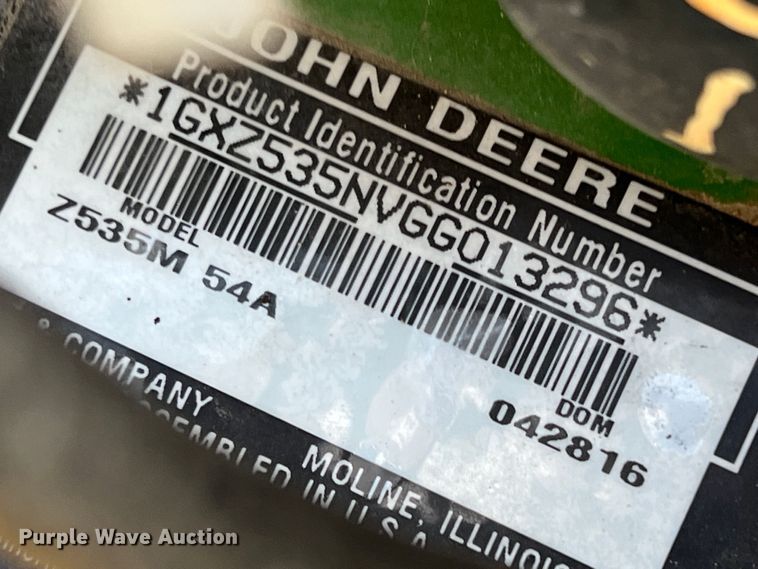 image for item DS2482 John Deere Z535M  ZTR lawn mower