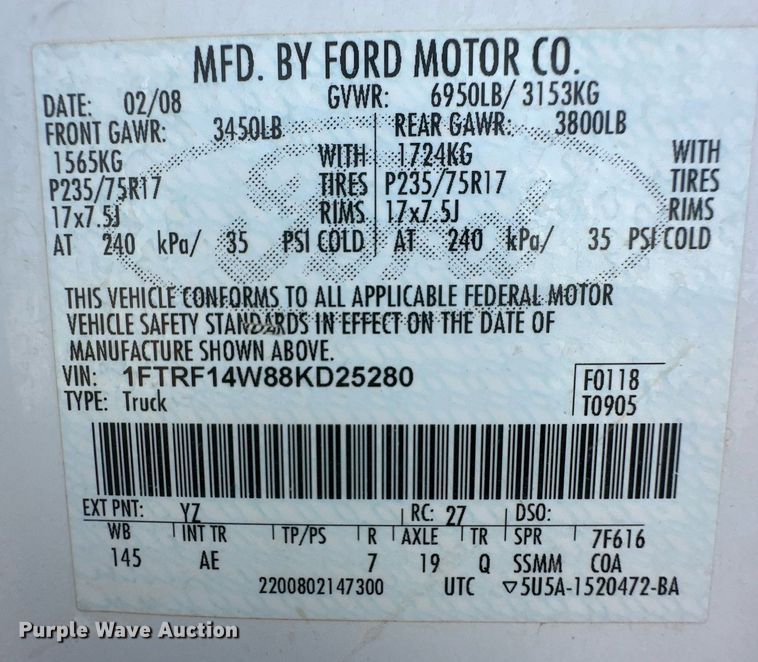 image for item EK9800 2008 Ford F150  pickup truck