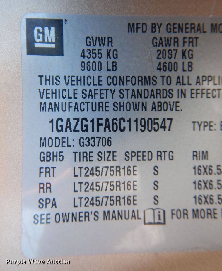 image for item GG9933 2012 Chevrolet Express 3500  van