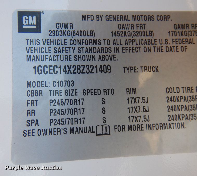 image for item GG9936 2008 Chevrolet Silverado 1500  pickup truck