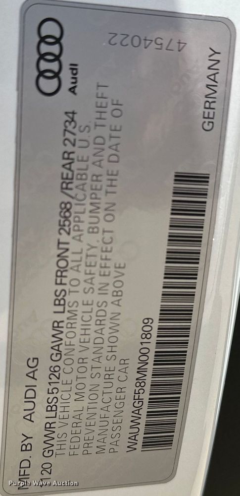 image for item HY9026 2021 Audi A5 Quattro  convertible