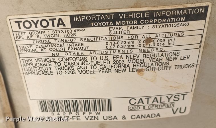 image for item KG9578 2003 Toyota Tacoma SR5  Double Cab pickup truck