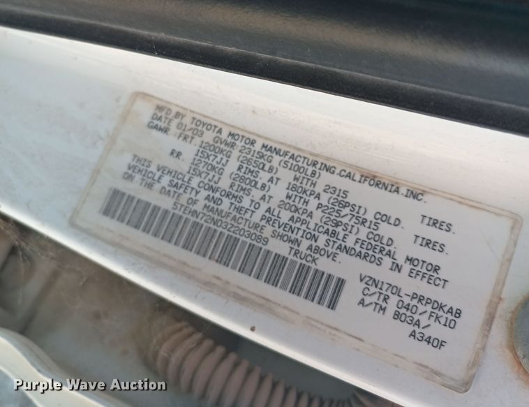 image for item KG9578 2003 Toyota Tacoma SR5  Double Cab pickup truck