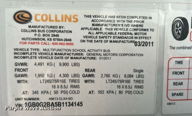 image for item KH9583 2011 Chevrolet Express G3500  shuttle bus