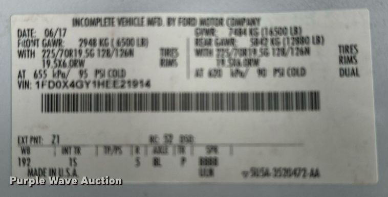 image for item KH9663 2017 Ford F450 XL  SuperCab flatbed truck