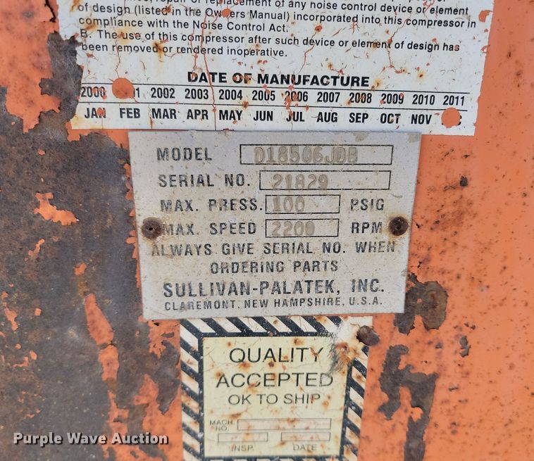 image for item KU9013 Sullivan-palatek D185Q  air compressor