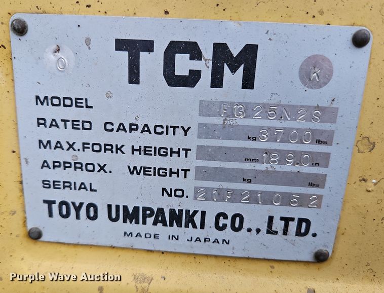 image for item LB9653 TCM FG25N2S forklift